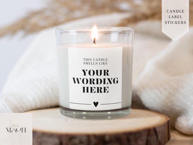 Personalised Smells Like Candle Label, Custom Smells Like, Own Wording, Funny Humour Sticker Label, any wording candle sticker