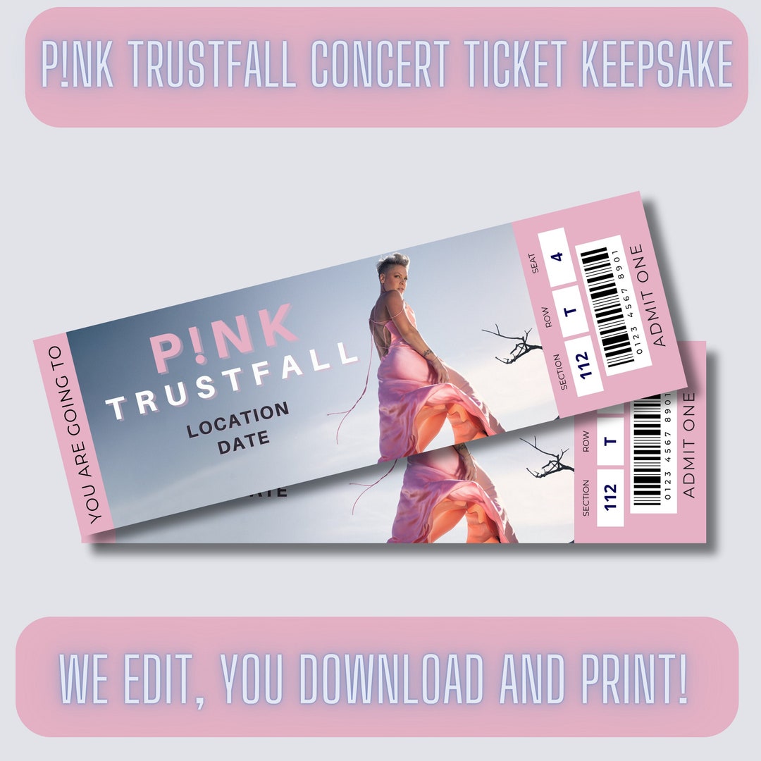 Surprise Pink Trustfall 2024 Concert Ticket, Personalised Keepsake Tour Ticket, Customised PNK