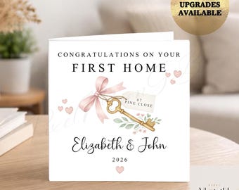 Personalised First New Home Card, Congratulations On Your New Home, Moving Card, Housewarming Gift, New Home Together