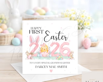 First Easter 2026 Card, Personalised Granddaughter FIRST EASTER, Daughters First Easter, Baby's 1st, Cute Chick, Niece,