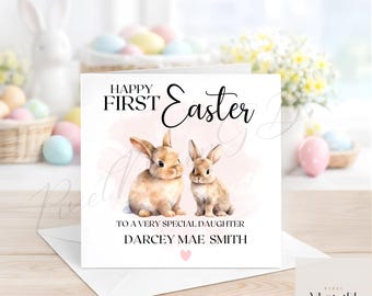 Personalised Bunny First Easter Card for Daughter, Granddaughter, Niece