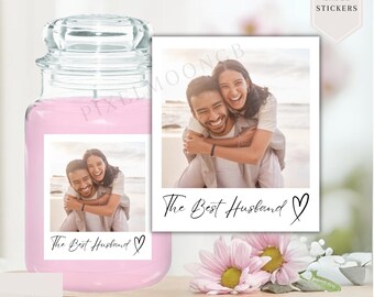 Personalised Polaroid Photo Candle Label, Valentines Candle Sticker, Photograph Candle Label, DIY Candle Labels, Custom any wording