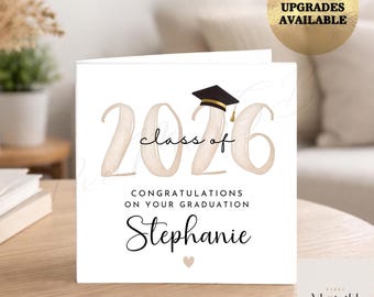 Personalised Graduation Card, Grad result gift, Class of 2026, Congratulations Graduate, Custom Name Graduation Gift, University Keepsake