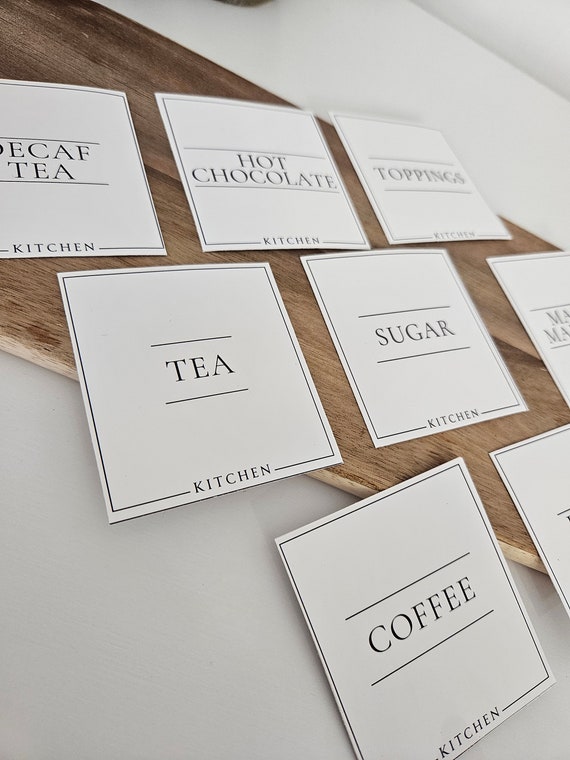 Organization Labels, Personalised Jar Labels, Sticker Label, minimalist Kitchen Pantry Labels, Tea Coffee Sugar, For Jars
