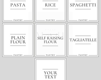 Organization Labels, Personalised Jar Labels, Pasta Labels, Flour Labels, Water Resistant Sticker, minimalist Kitchen Pantry Label For Jars