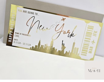 Foil Surprise Holiday Ticket, Boarding pass, ANY holiday destination, Holiday Reveal Card, Golden Ticket, Special Travel Gift, New York