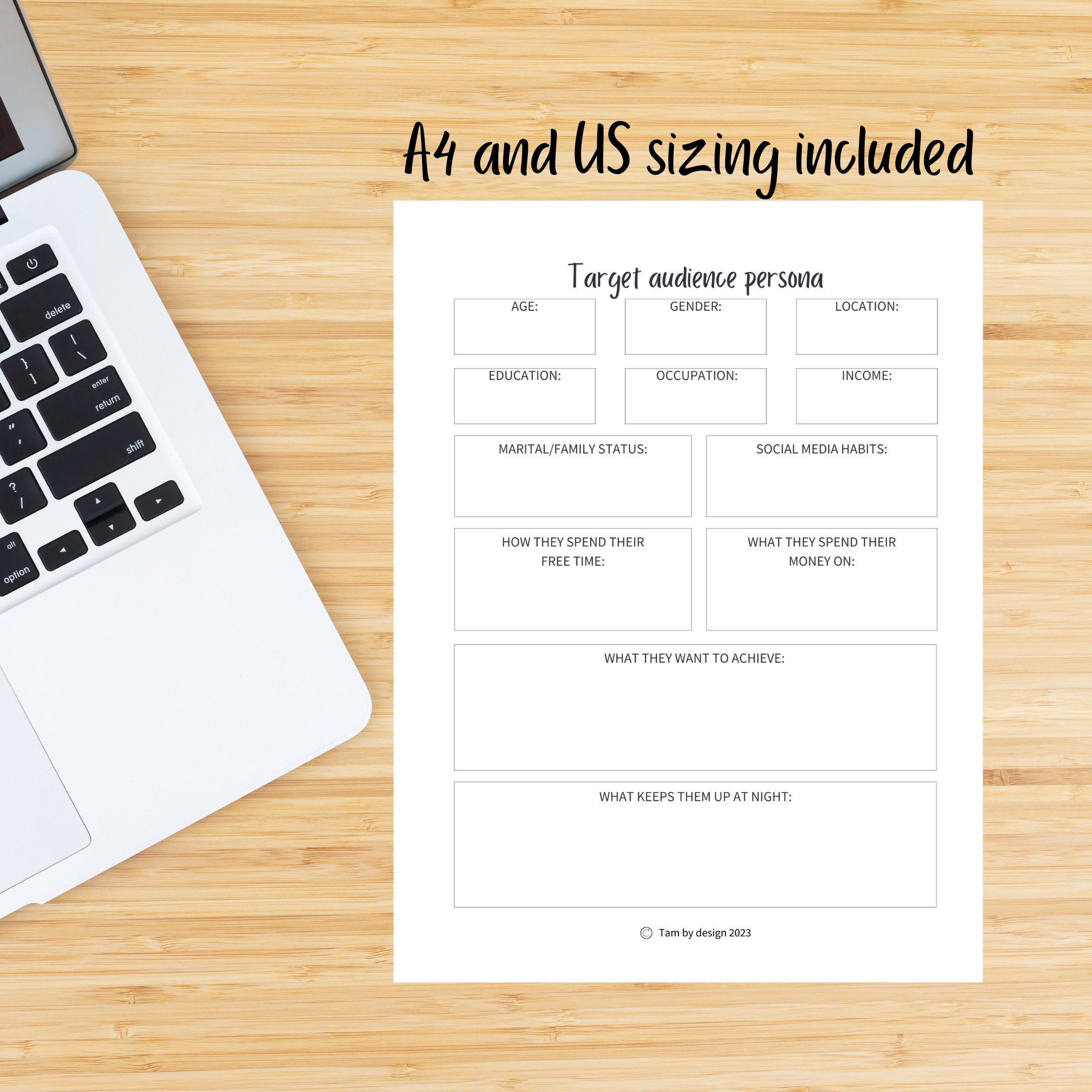 Ideal Buyer Persona Printable // Demographics Worksheet to Identify