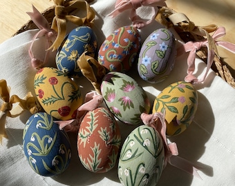 Hand Painted Easter Eggs, Easter Tree, British Wild Flowers and Plants, Decorated Eggs, Hanging Eggs, British Artist, Handmade, Celebration