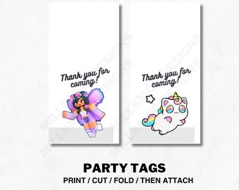 Etiqueta de regalo para fiesta de Aphmau / Imprimible