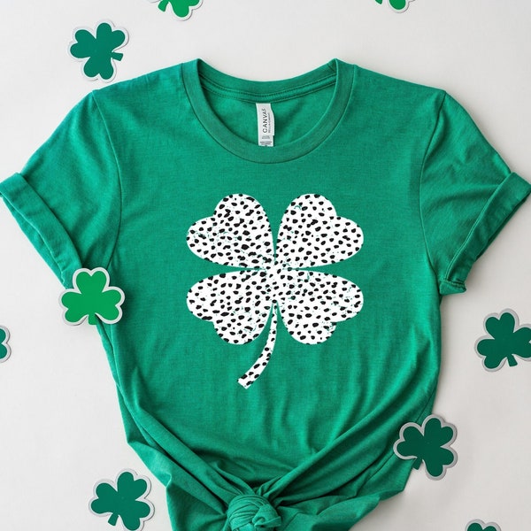 Leopard Shamrock Sweatshirt, Saint Patricks Day Shirt, Dalmatian Clover Sweatshirt, Irish Flower Shirt, Lucky Tee, St Patty T-shirt