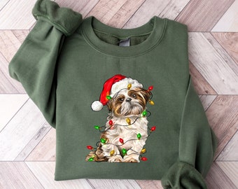 Shih Tzu Christmas Dog Sweatshirt, Dog Christmas Shirt, Shih Tzu Mom Shirt, Gift for Dog Lover, Holiday Dog Sweater, New Year Dog Shirt, Dog