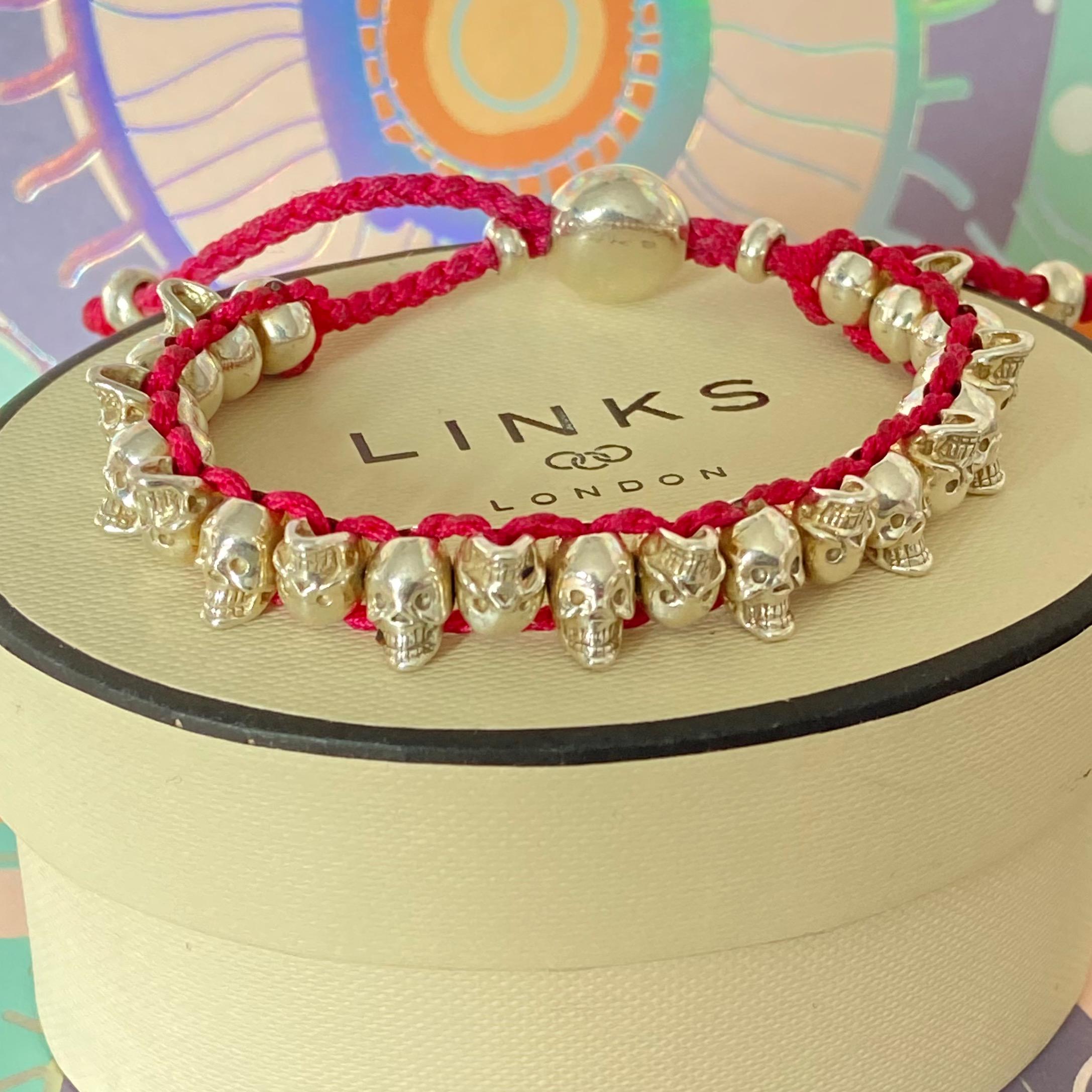 Bracelet Links Of London En Argent Avec Pendentif Crâne Et Cordon Bleu - Occasion