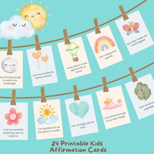 Druckbare Affirmationskarten für Kinder für Selbstliebe und Positivität, Achtsamkeit und Glück Deck, tägliche Motivation und Inspiration PDF