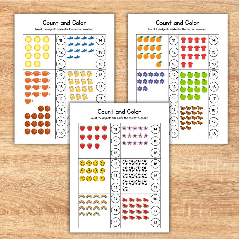 Counting Printable Worksheets for Preschool and Kindergarten With Count ...