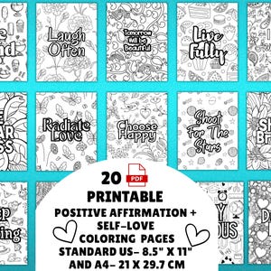 Self-Love and Positive Affirmation Printable Kids Coloring Pages for Encouragement Inspiration and Confidence Building Activity for Children