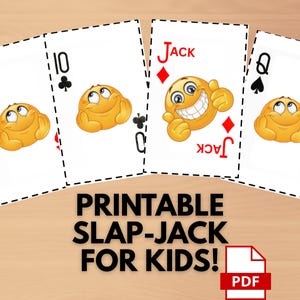子ども向けのスラップジャック絵文字の印刷可能なカードゲーム - 子ども向けの楽しい家族向け教育的なトランプカードの週末または旅行アクティビティ