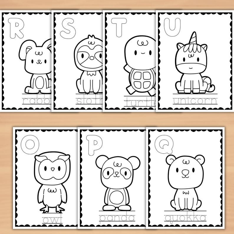 Babys First ABC Coloring Book With Cute Animals and Tracing for Baby ...