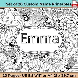 Pagine da colorare stampabili con nome personalizzato, personalizzate per bambini, adolescenti e adulti, attività creative e regalo di compleanno.
