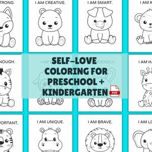 Positive Affirmations Mindful Printable Coloring Pages for Kids Inspire Happiness Self-Confidence Self-Love through Creative Activity