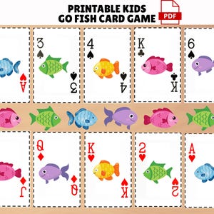 Gioco di carte stampabile Go Fish per bambini - Divertente gioco di carte educativo per famiglie, ideale per il weekend o per un viaggio.
