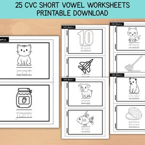 Phonics Worksheets: Short Vowel CVC Words, Writing Practice (PDF Download)