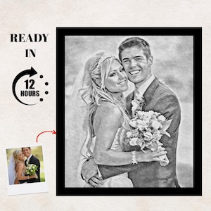 Custom Portrait Sketch, Pencil drawing from Photo, Portrait from Photo, Drawing from Photo, Digital print, pencil sketch, Wedding portrait