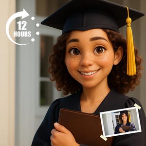 Custom Graduation Cartoon Portrait, Graduation Portrait, Graduation Gift, Custom 3D Cartoon Animation Portrait, Cartoon pixar style photo