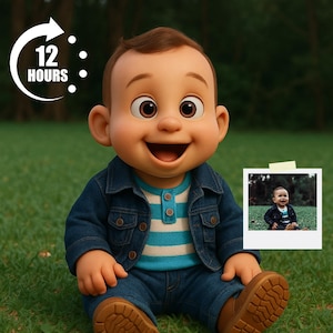 Custom Pixar 3D Portrait for Kids, Cartoon Baby Portrait, Personalized Child Digital Art, Pixar-Style Animated,  Pixar Mother’s Day Portrait