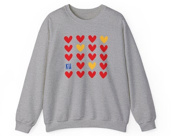 KU Heart Sweatshirt, Jayhawks Sweatshirt, Jayhawks Sweater, Heart University of Kansas Sweater