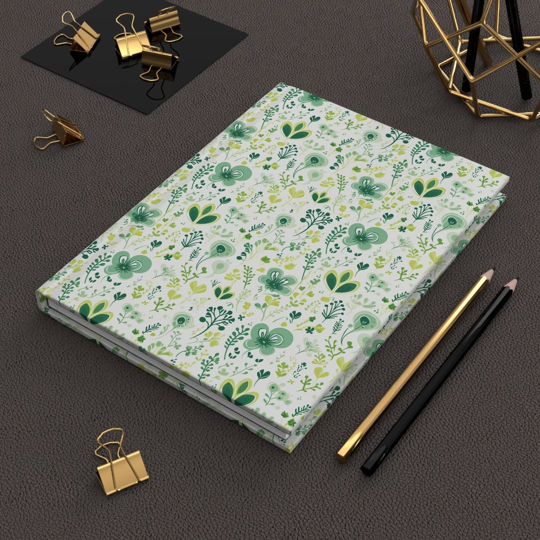 Green Whimsical Floral Hardcover Journal, 150 Lined Pages - Etsy
