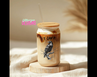 Vaso de cristal F-Caw-F Crow: Vasos sarcásticos para Halloween