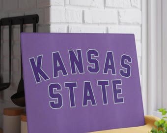 Kansas State Glass Cutting Board, Meal Prep Board, Football Kitchenware, Kstate Wildcats Gifts