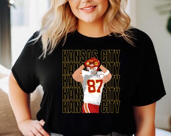Maglietta Travis Kelce Heart Hands, maglietta da football dei KC Chiefs