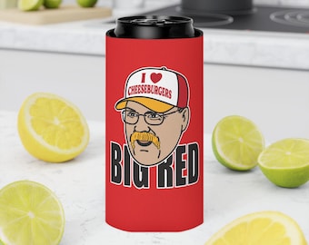 Enfriador de latas rojo grande con forma de balón de fútbol: regalo para los amantes de las hamburguesas con queso y los fanáticos de Kansas City