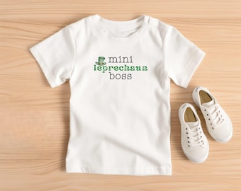 Camisa del día de San Patricio para niños pequeños, camisa mini duende jefe