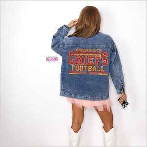 Women's Faux Glitter Kansas City Chiefs Denim Jacket
