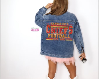 Women's Faux Glitter Kansas City Chiefs Denim Jacket