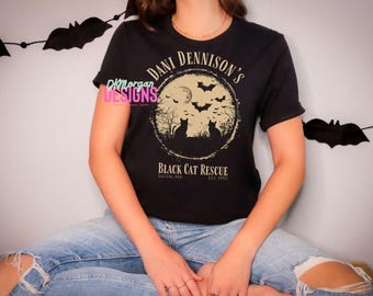 Camiseta de Dani Dennison "Black Cat Rescue", camiseta de película de Halloween, regalo para amantes de los gatos, camiseta nostálgica de los 90, camiseta de Halloween