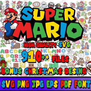 Super Mario, SVG-bundel, Super Mario Christmas, Cricut, mario svg, super mario svg, supermario svg, super mario png, supermario png, mario