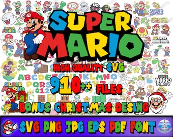 Super Mario, Paquete SVG, Super Mario Navidad, Cricut, mario svg, super mario svg, supermario svg, super mario png, supermario png, mario