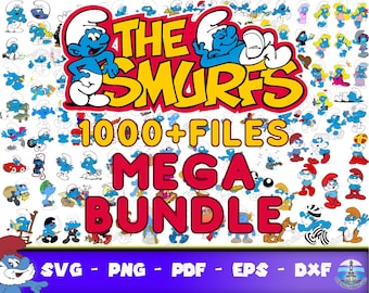 Smurfs SVG Bundle, Smurfs Font SVG Files for Cricut, Smurfs Cut Files, Smurfs png Clipart Mega Bundle, Layered Svg, Alphabet Numbers Symbols