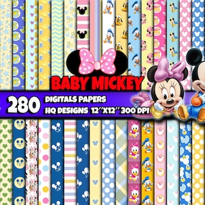 Mickey Baby Digital Papers, Mickey Digital Papers, mickey mouse papers, mickey papers, Papers Designs, Mickey Scrapbooking, Mickey Wrapping
