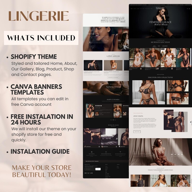 Black Dark Shopify Theme 2.0 for Lingerie & Intimates | Luxe Minimal Template image 3