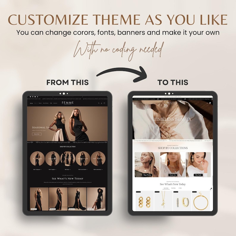 Clothing Shopify Theme 2.0 for Women's Streetwear Fashion & Beauty | Luxe Minimal Beige Black Template image 8