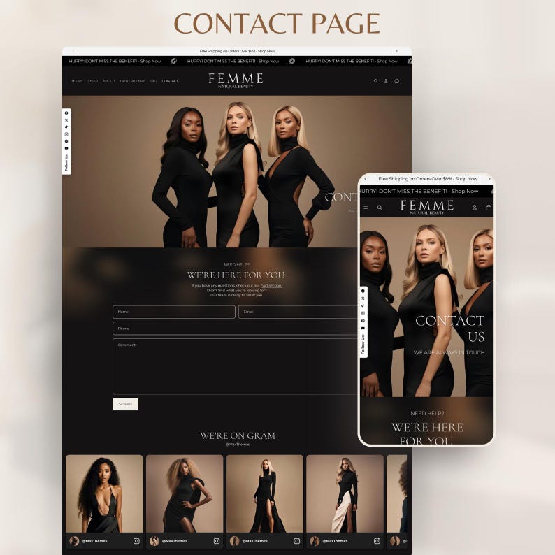 Clothing Shopify Theme 2.0 for Women's Streetwear Fashion & Beauty | Luxe Minimal Beige Black Template image 13