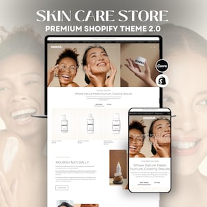 Beige Shopify Theme 2.0 voor natuurlijke huidverzorging | Warme minimalistische schoonheidssjabloon | Aards winkelontwerp