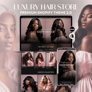 Luxe haar Shopify Theme 2.0 | Websitesjabloon voor roze pruik- en haarwinkel | Premium Shopify-ontwerp + 20 Instagram-berichtsjablonen