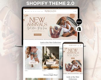 Boho Boutique Shopify Theme: Feminine, Minimal Design (OS 2.0), Free Installation Included