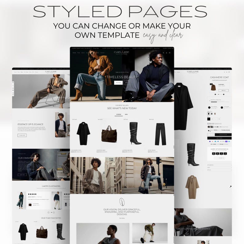 May include: A promotional image showcasing website design templates with the text "STYLED PAGES" and "YOU CAN CHANGE OR MAKE YOUR OWN TEMPLATE easy and clear." The image includes mockups of web pages with fashion-related content.