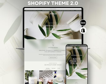 Light Green White Shopify Theme 2.0 for Candle Shops | Fresh Minimal Template